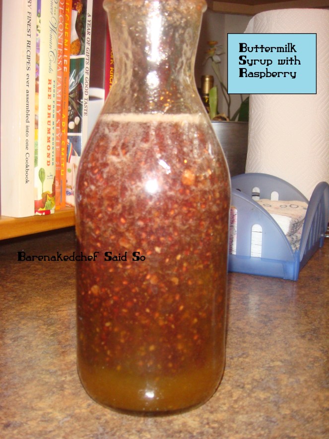 Buttermilk syrup with raspberry