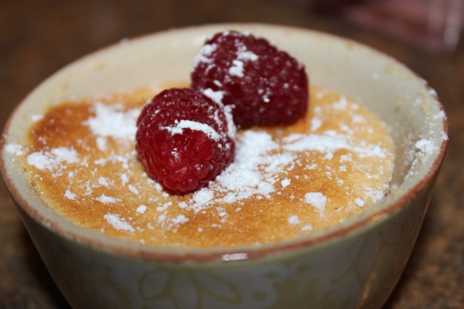 Lemon raspberry custard cake